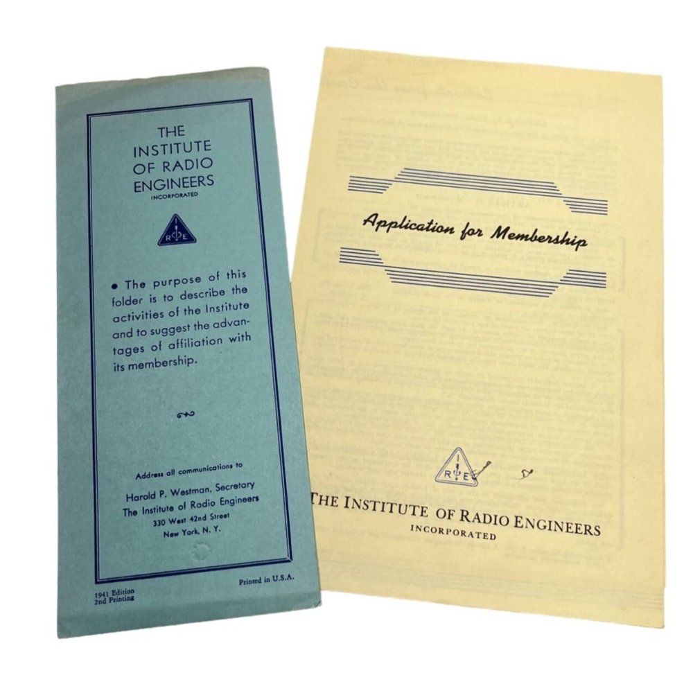 Institute of Radio Engineers Vintage 1941 Membership Application IRE Ephemera
